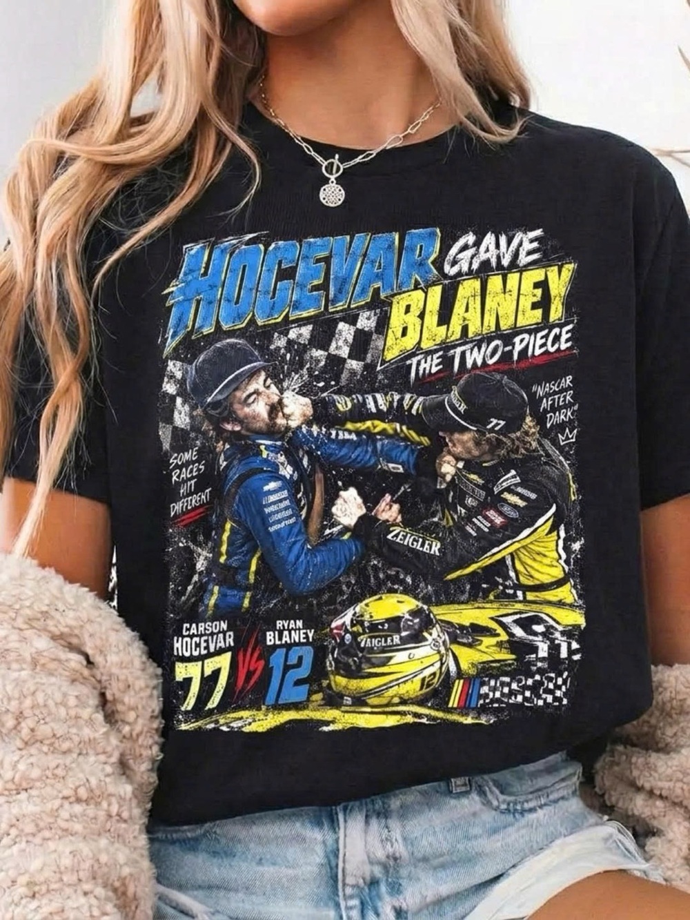 Hocevar vs Blaney Graphic Tee - Black NASCAR Racing Shirt
